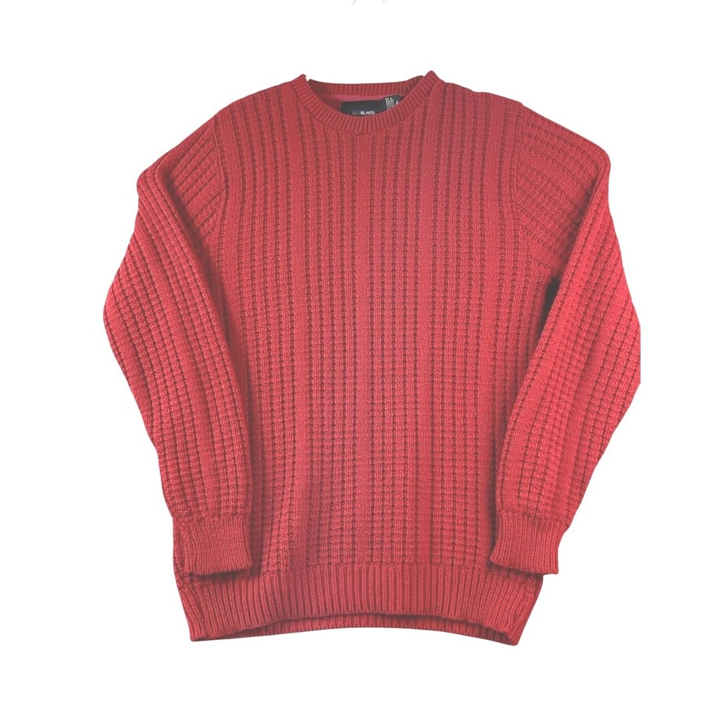 Bill Blass Sweater Mens XLarge Red Knit Crew Neck Pullover Grandpacore